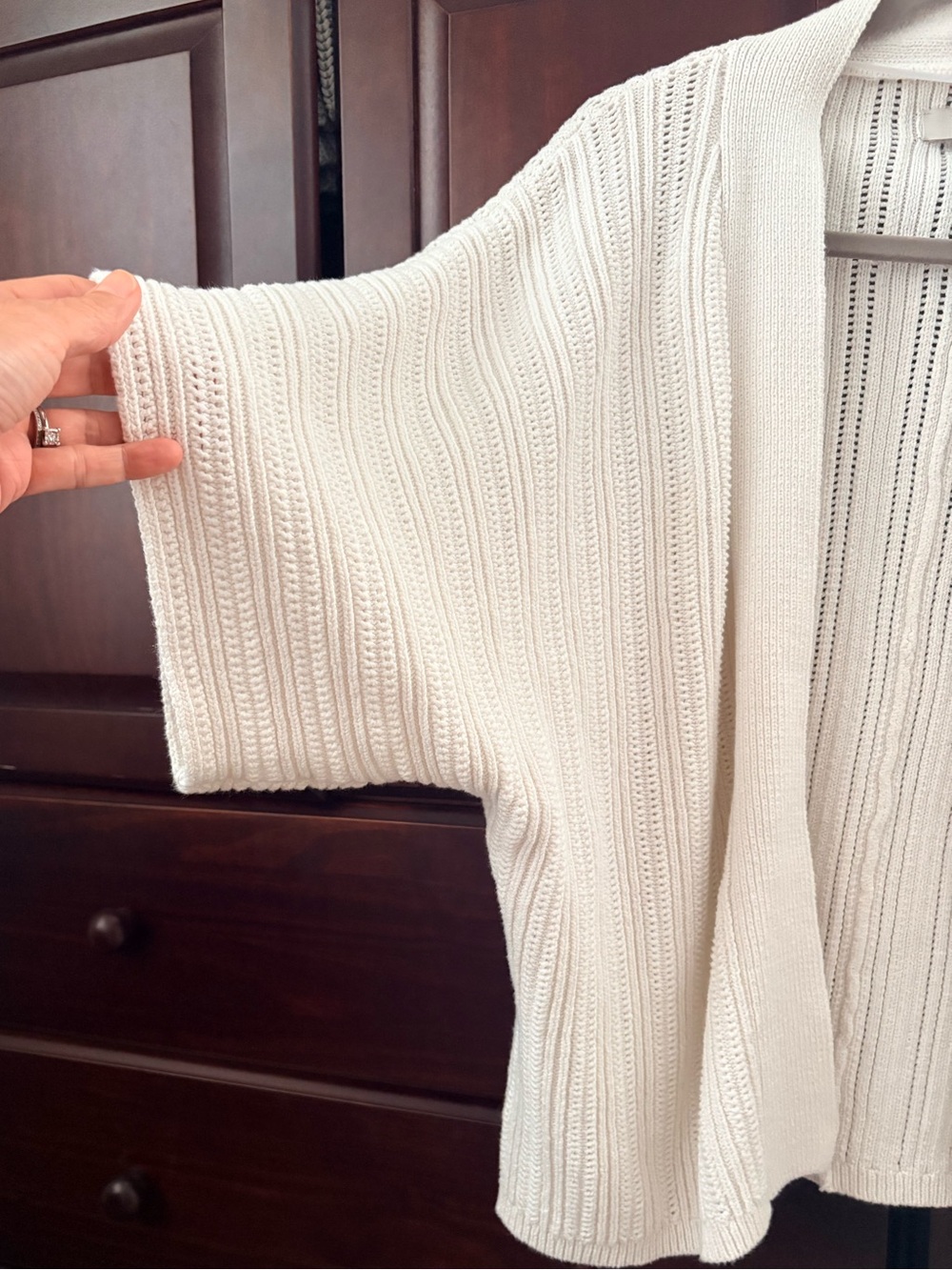 LOFT Cream Open-Front Knit Cardigan Sweater